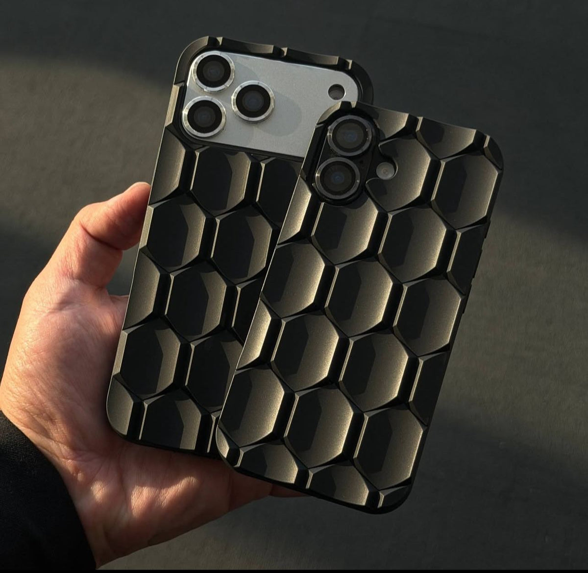3D Hexagon iPhone Case – Premium Matte Shockproof Cover