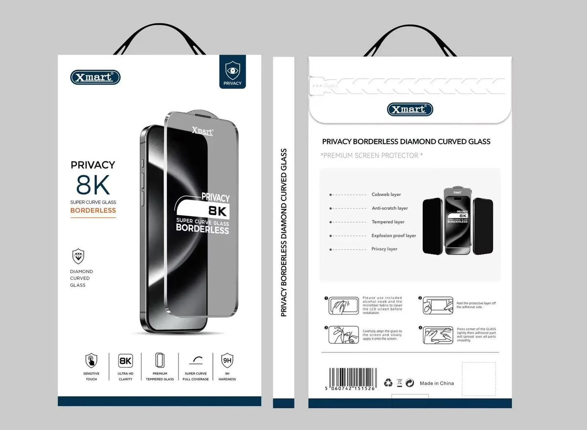 Xmart 8K Borderless Curved Glass Screen Protector – Full Screen Protection