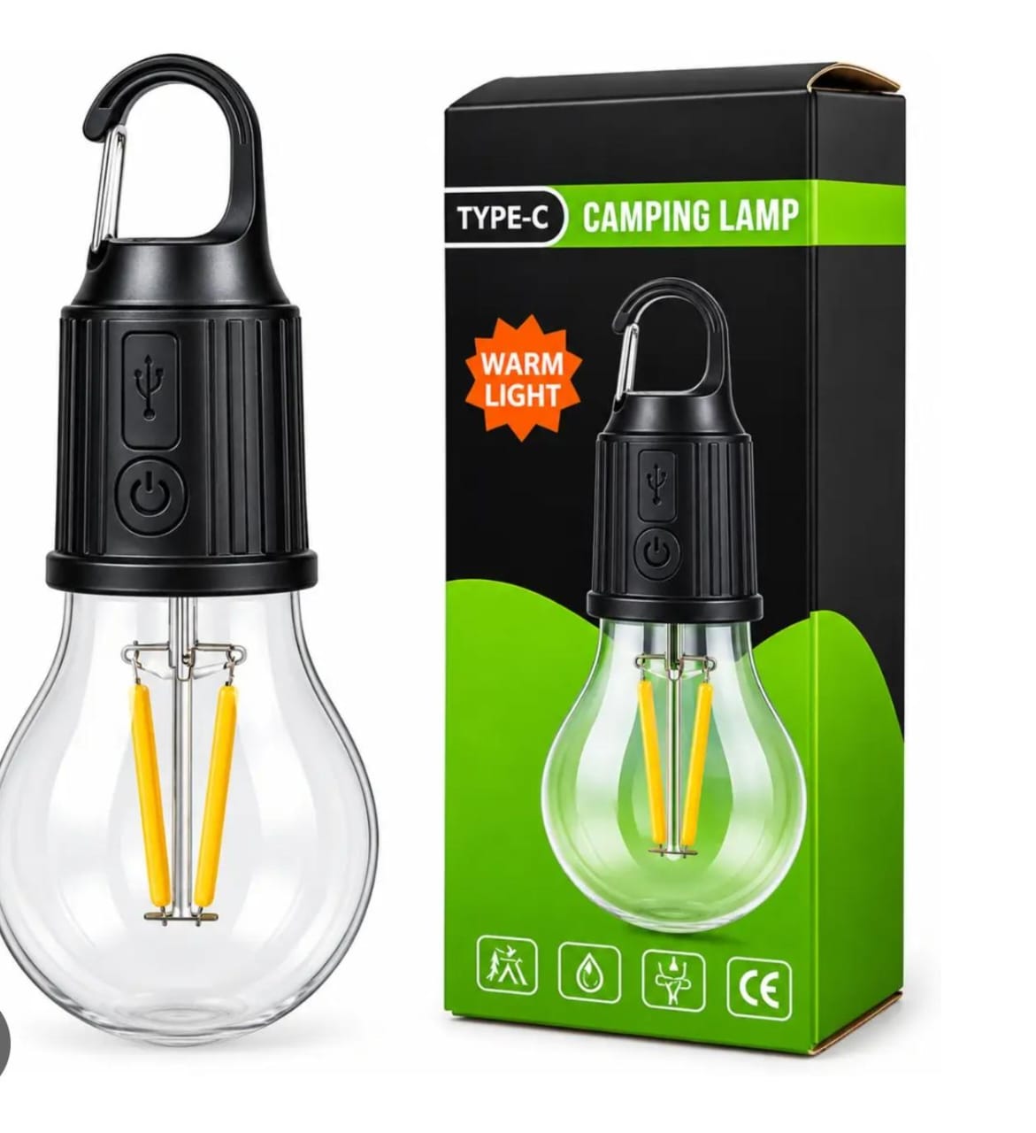 Rechargeable Camping Bulb String Lights – Portable Outdoor LED Hanging Lights